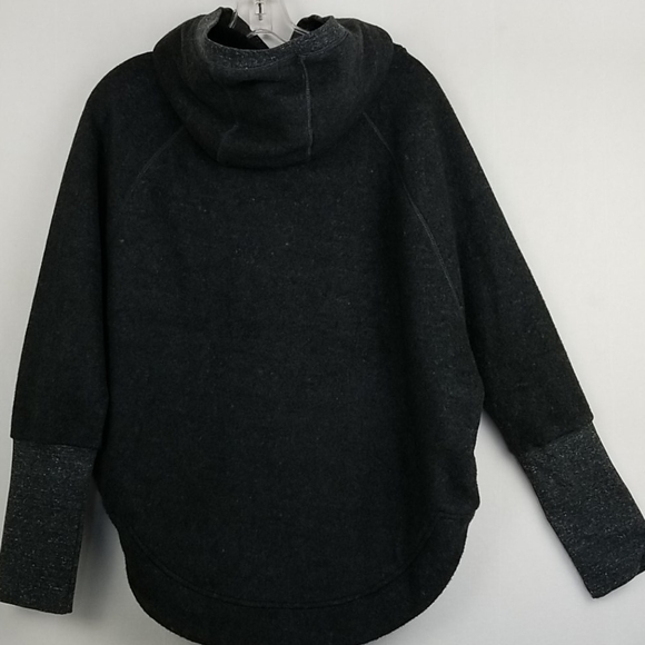 Alo Yoga Charcoal Gray Sherpa Hoodie Curved Hem Sweatshirt Size Medium - Picture 8 of 13